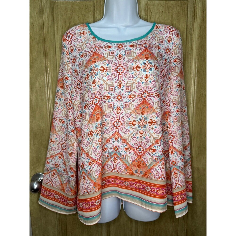 Altar'd State Womens Long Sleeve Cut Out Back Aztec Top Medium
